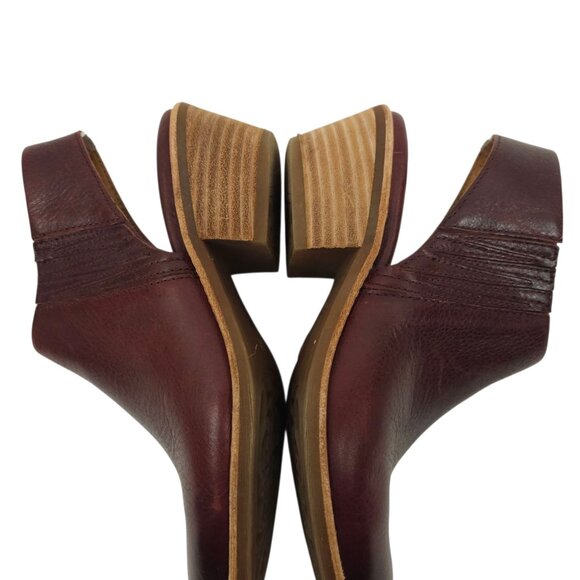 Sofft Arabia Slingback Bootie Women 6M Port Leather Maroon Side Zip Stacked Heel - Picture 16 of 16